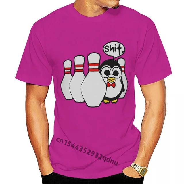 Shit Bowling Penguin Printed Cute T 