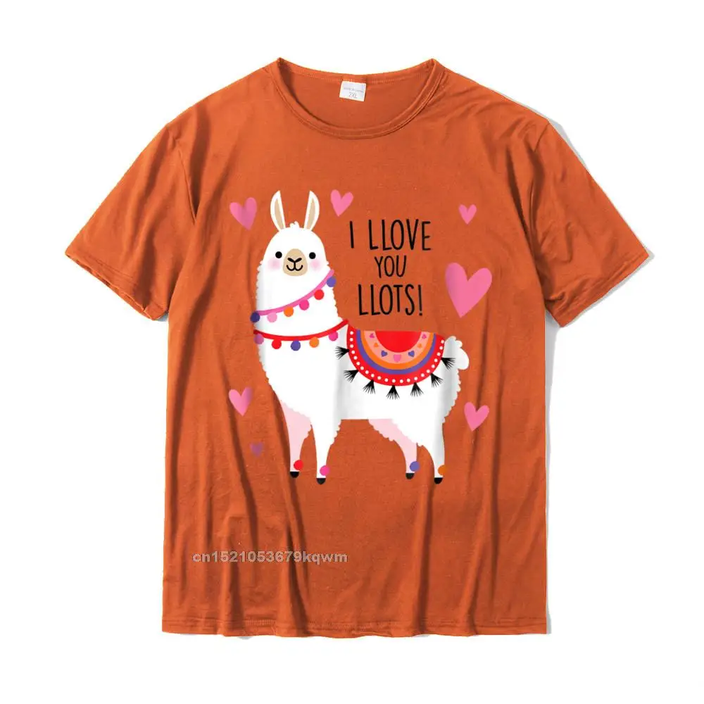 Graphic Men Top T-shirts O Neck Short Sleeve 100% Cotton Fabric Custom Tops Tees Camisa Tops Shirts Free Shipping Cute Llama shirt with funny quot I love you llots quot text__4469 orange