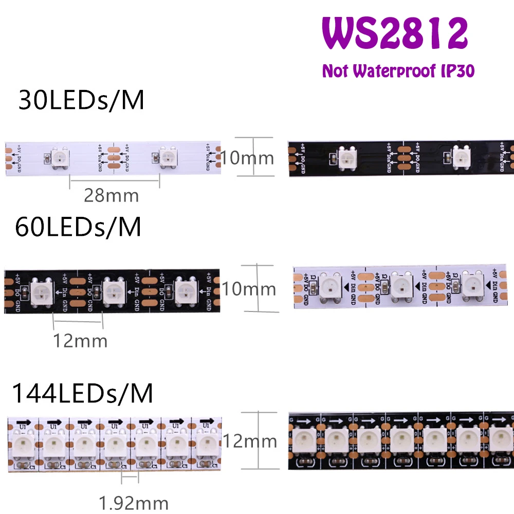 DC5V WS2812B WS2812 светодиодный пиксель полосы RGB IP30/IP65/IP67 30/60/144 S/M умный прибор