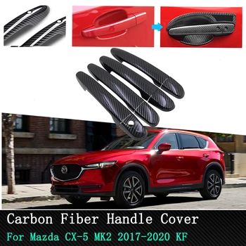 

Car exterior AUTO Parts Chrome Black Carbon Fiber Door handle cover for Mazda CX-5 CX5 CX 5 KF 2017~2020 2018 2019 Car stickers