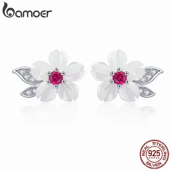 Silver Pure Shell Leaf Flower Stud Earring