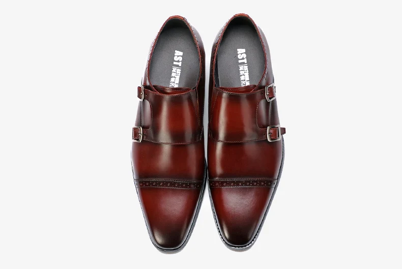 Men's Leather Casual Shoes' Genuine Leather Dress Shoes Men Formal Wedding Shoe Loafers Casual Shoes Men Plus Size 45 monk strap (2)