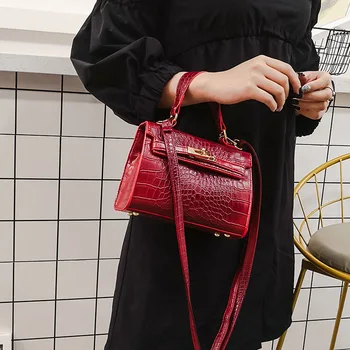 

2020 new women's bag pu leather solid color platinum bag mini stone pattern shoulder bag wild messenger bag handbag