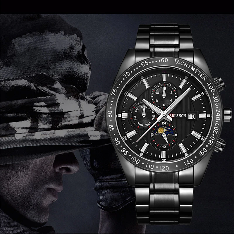 

New Fashion Mens Watches Top Brand Luxury Big Dial Military Quartz Watch Stainless Steel Waterproof Sport Calendar Watch Men