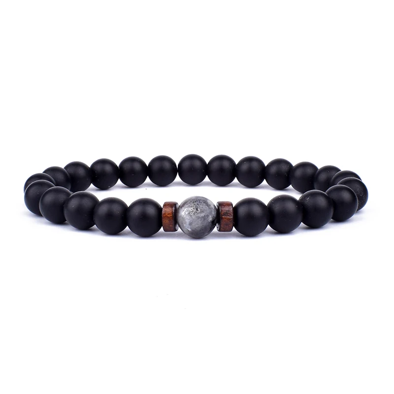 Volcanic Stone Bracelet for Men Lava Wooden 8mm Beads Bracelet Tibetan Buddha Wrist Chain Women Men Jewelry Gift New Bracelets - Image 4