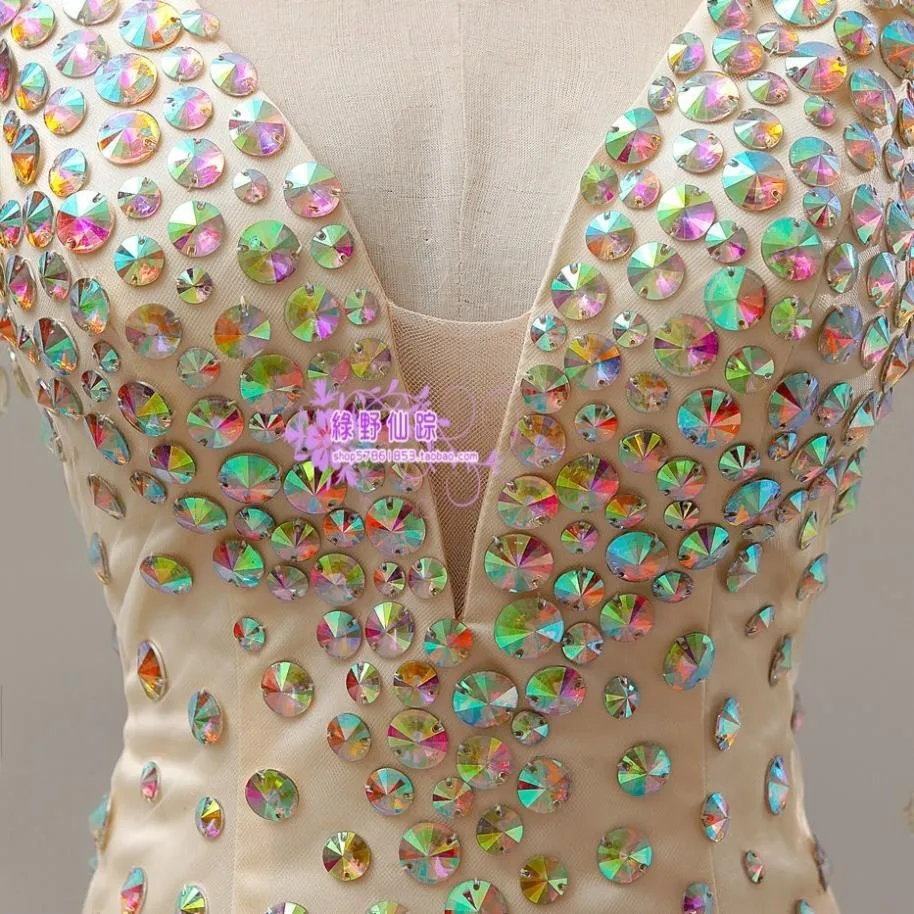 Реальные фотографии vestidos de festa новые модные роскошные стразы с v-образным вырезом и длинными рукавами Вечерние платья для матери невесты