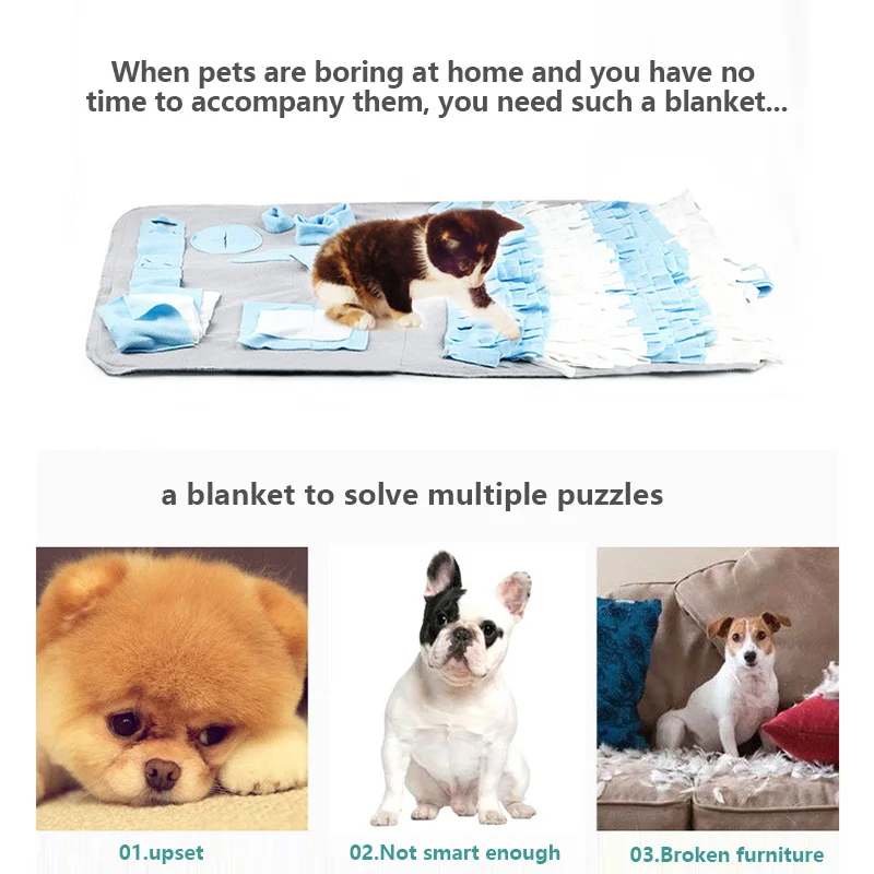 Dog Snuffle Mat Puppy Cat Pet Sniffing Training Soft Pet Nose Pad Puppy Activity Training Blanket Detachable Fleece Pads