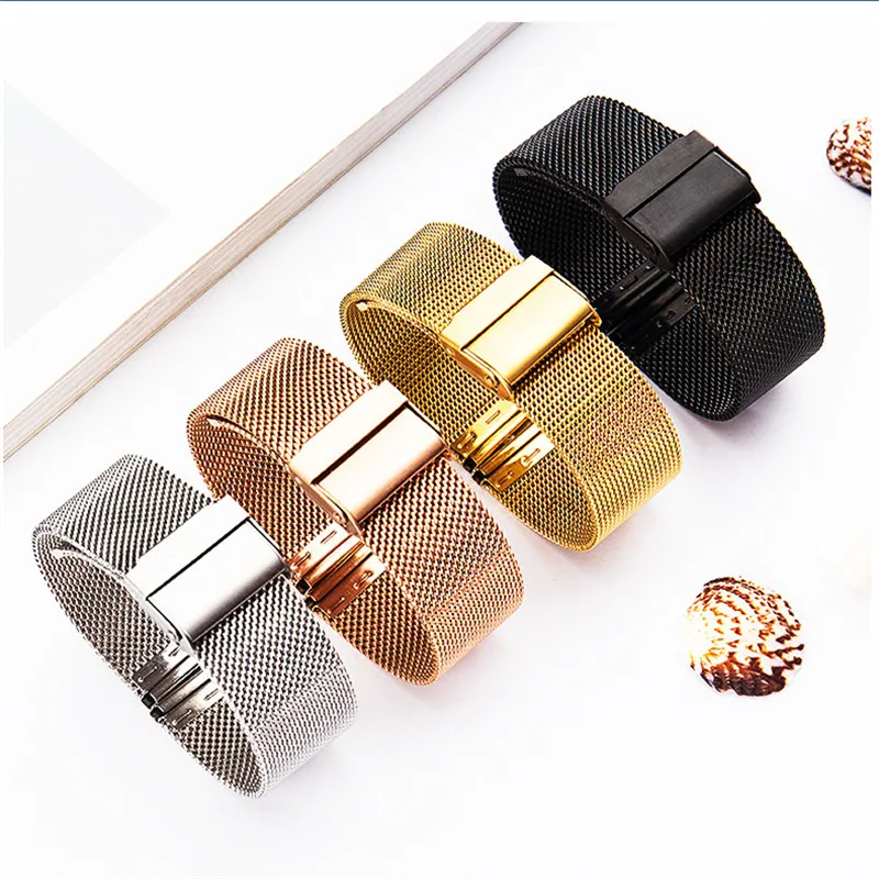 BINLUN Watch Strap Milanese Loop Watchband Magnetic Stainless Steel Bracelet in 12mm-22mm Correa Wriststrap Belt Accessories | Наручные