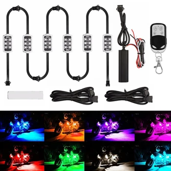 

6PCS Motorcycle Glow Lights 6SMD Light set Motorcycle ATV RGB 5050 SMD LED 15 static color modes Neon Under Glow Strip DC12V