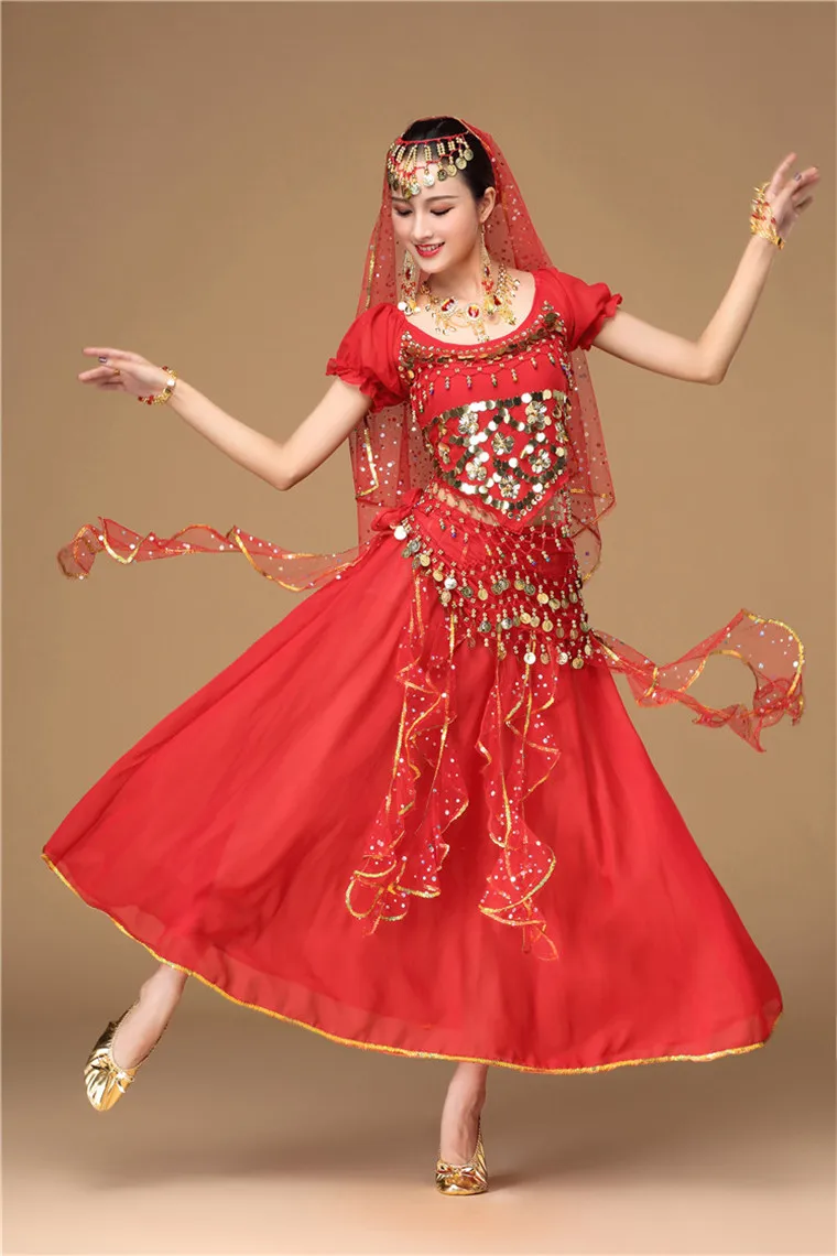 New style Hot Sell 9 PCS Lady Belly Dance Dress Performance Indian Dance Clothing Belly Dance Costume Oriental Bollywood Costume