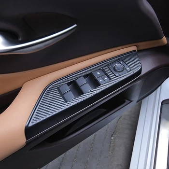 

4Pcs Car Styling ABS Window Lift Switch Button Panel Decorative Sticker Film Carbon Fiber Black For Lexus ES200 260 300H 2018