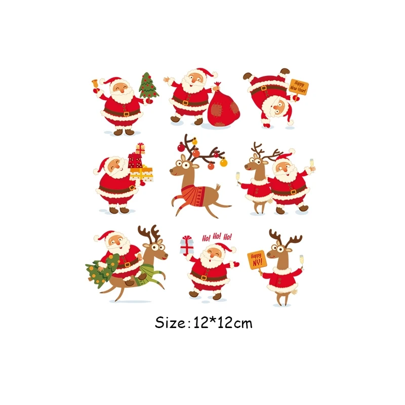 Рождественские Пластыри для одежды, наклейки с теплопередачей, моющиеся, железные пластыри, наклейки на футболку и джинсы, рождественские олени, машины - Цвет: H SMALL