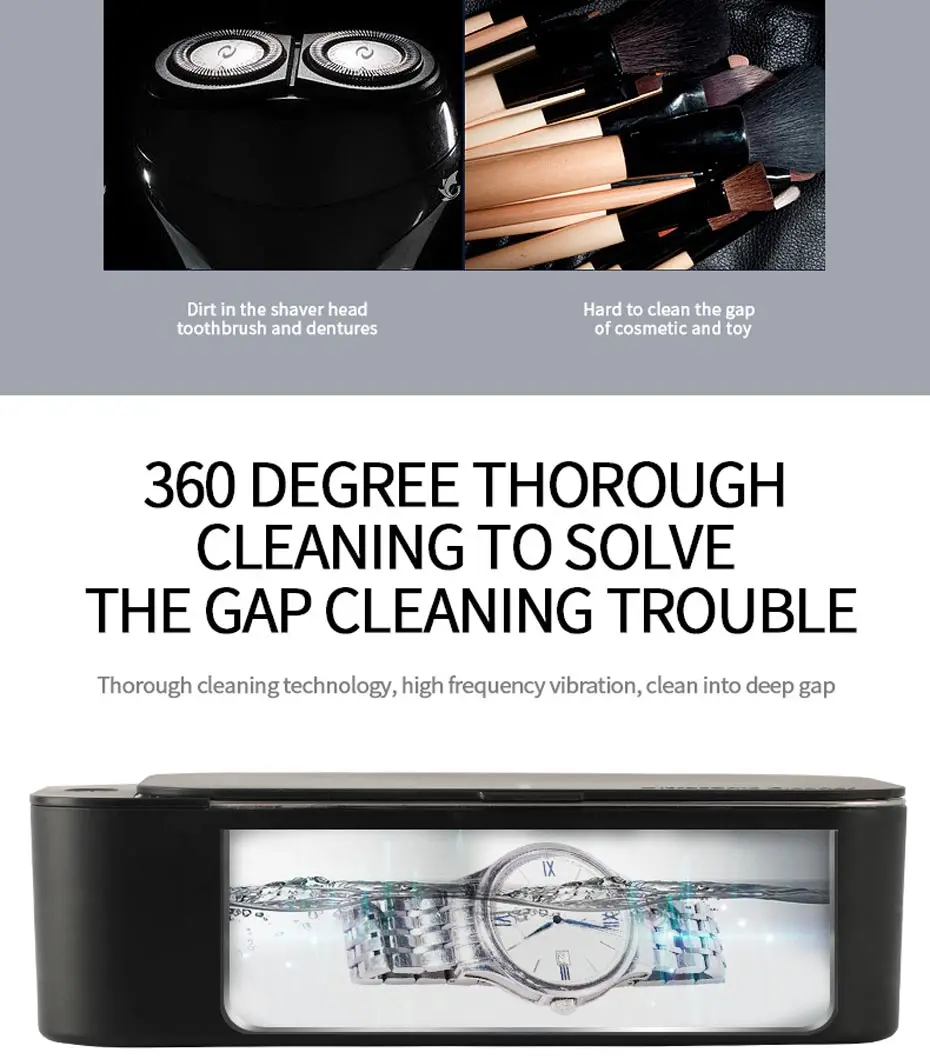 Mini Ultrasonic Cleaner 450ml 42kHz Jewelry Glasses Cleaning Machine Intelligent Control Ultrasonic Cleaner Bath