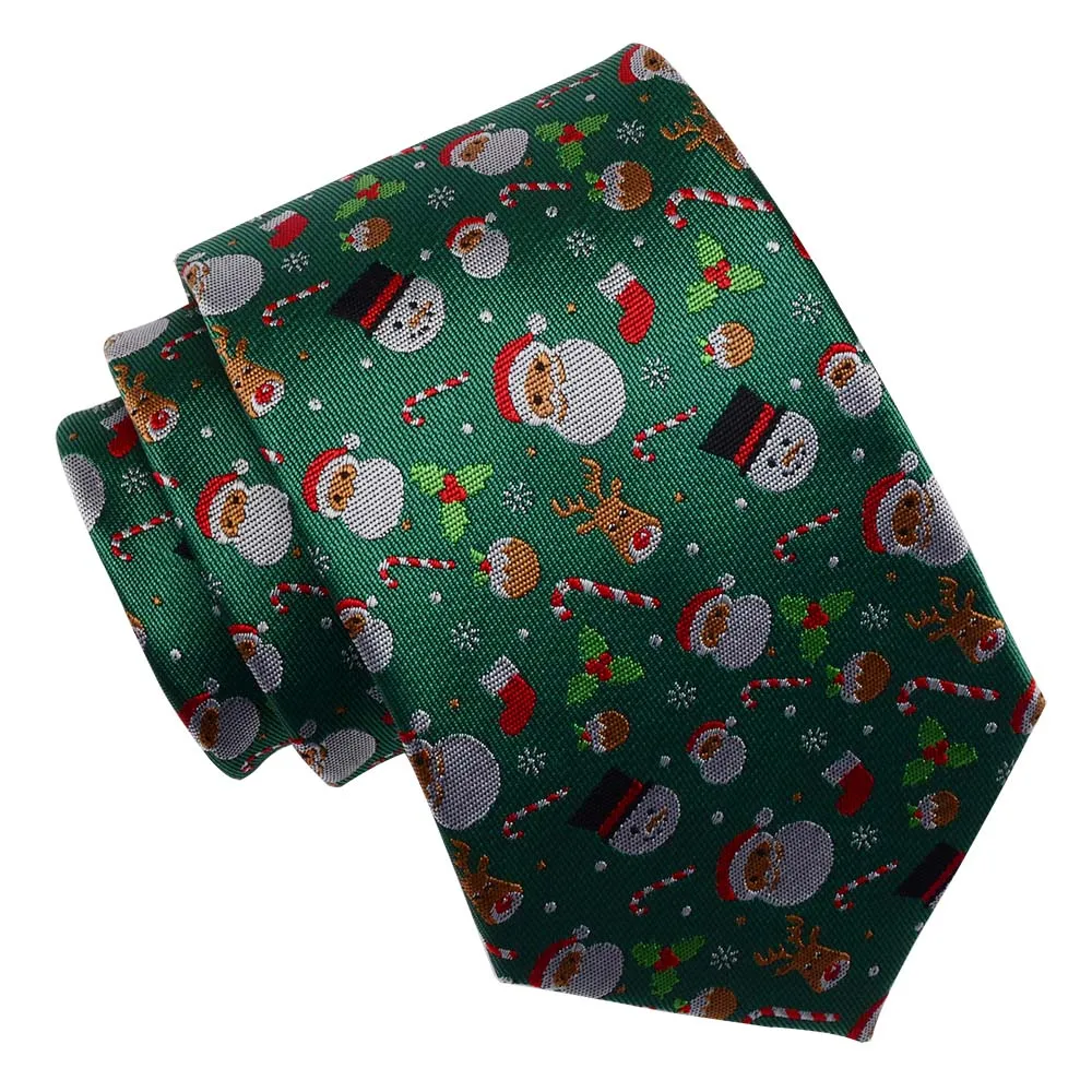 Ricnais, модный Шелковый Рождественский галстук 8 см, зеленый, красный, снеговик, дерево, Санта Клаус, галстук для мужчин, подарок, праздничные вечерние галстуки