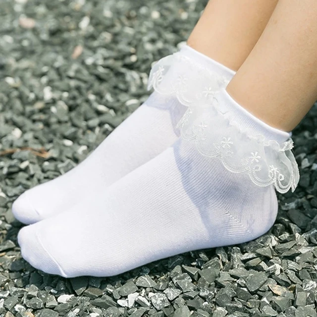 Women Lolita Lace Socks, Women's Frilly Socks, Womens Frilly Socks