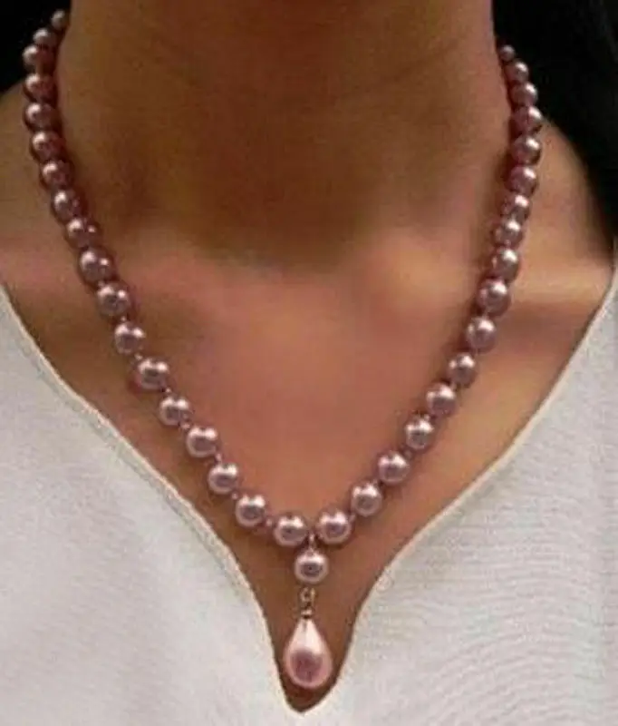 Collana Ciondolo A Goccia di Perla Conchiglia Mar del Sud 8/10