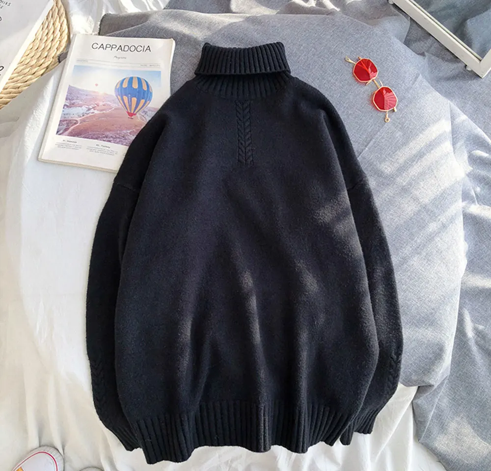 Liketkit мужские Весенние Новые свитера с высоким воротом, мужские корейские пары, модные однотонные теплые пуловеры, мужские вязаные свитера, 7 цветов