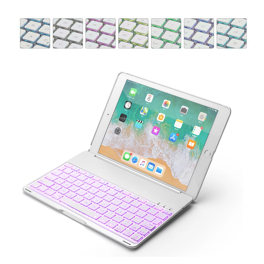 

Switchable 7 Color Backlit American Bluetooth Keyboard Tablet Back Case For 2018 New IPad/ IPad 9.7 / IPad Pro 9.7/ Air 1/ Air 2