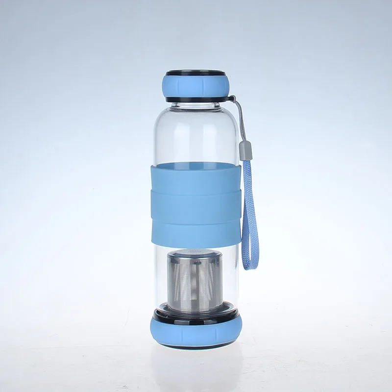 Высокая Температура устойчивый тыквы крышкой Стекло бутылка для воды с чайным впрыскивателем Творческий Подарочная кружка 420 мл WB450 - Color: Blue