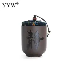 Чайная коробка, банка Caddy для пуэр, сырая керамика, чайная банка с китайским чаем, банка для хранения, керамическая чайная канистра, контейнер для хранения кунг-фу