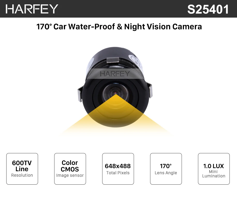 Harfey 170 градусов Мини водонепроницаемая автомобильная парковочная помощь камера заднего вида HD CMOS датчик изображения камера заднего вида