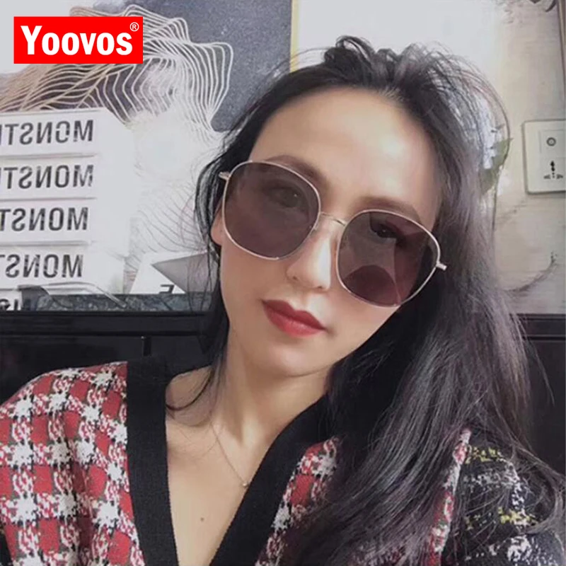 Yoovos солнцезащитные очки с большими рамами женские Сплав Мужские квадратные солнцезащитные очки металлические градиентные розовые солнцезащитные очки винтажное зеркало большого размера