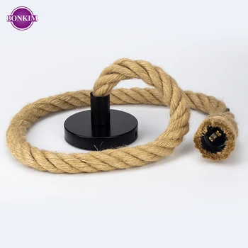 

LED Bulb Hemp Rope E27 Lamp Holder 1m 2m AC85V-265V Wicker Material Tough Durable Suit Edison Bulbs For Vintage Cafe Restaurants
