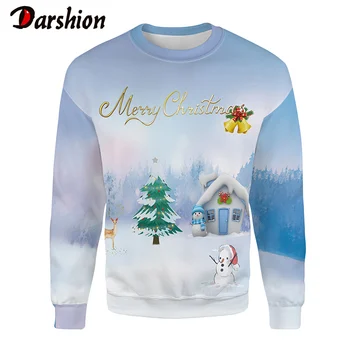 

New Merry Christmas Animal Letters print Pullover Men Women Sweatshirts Long Sleeve Hoodies Fashion Unisex Outerwears Tops