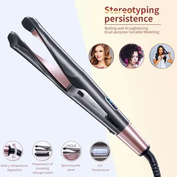 

Styling Tool Professional Electric Ceramic Fast Heating Home Curling Iron Adjustable Temp Hair Straightener 2 In 1 Twisted Plate