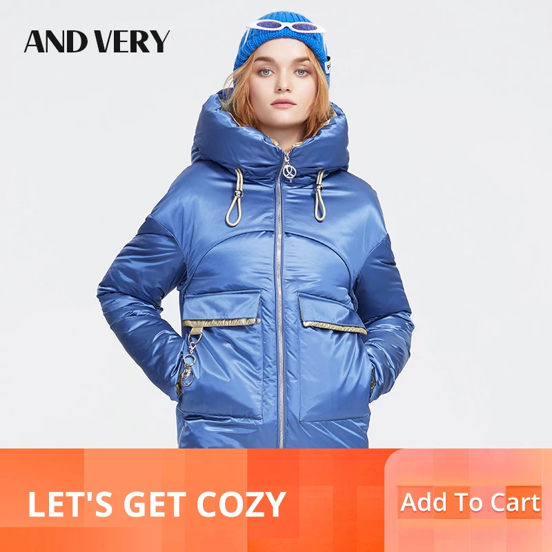 

ANDVERY 2019 Winter new collection women down jacket thin cotton outerwear high quality short women winter coat with zipper 9628