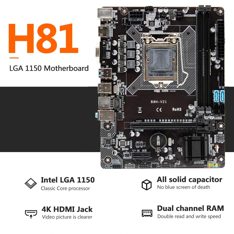Материнская плата H81 LGA1150 разъем LGA 1150 Micro-ATX интегрированная графика USB3.0 двухканальный 16 ГБ DDR3 настольная материнская плата