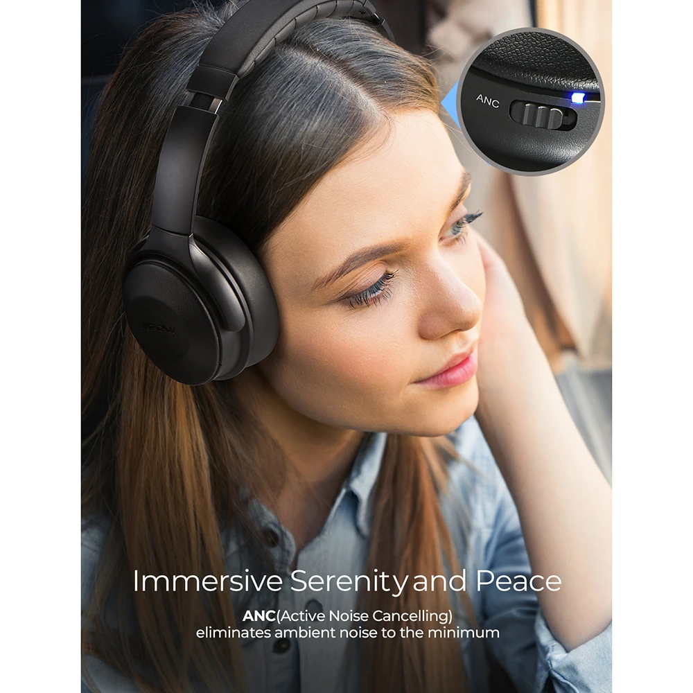 Беспроводные наушники Mpow H17 Bluetooth ANC быстрая зарядка активное шумоподавление