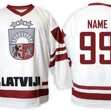 Команда Латвийский Белый Красный Мужской Ретро Возврат хоккейный Джерси Вышивка сшитая настроить любой номер и имя