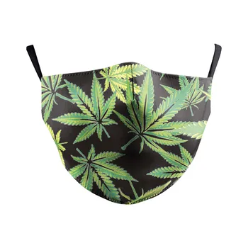

Mouth Face Mask Green Leaves Print Fabric Mask Adult Purifying Air PM2.5 Dust Filter Reusable Mask Washable Protective