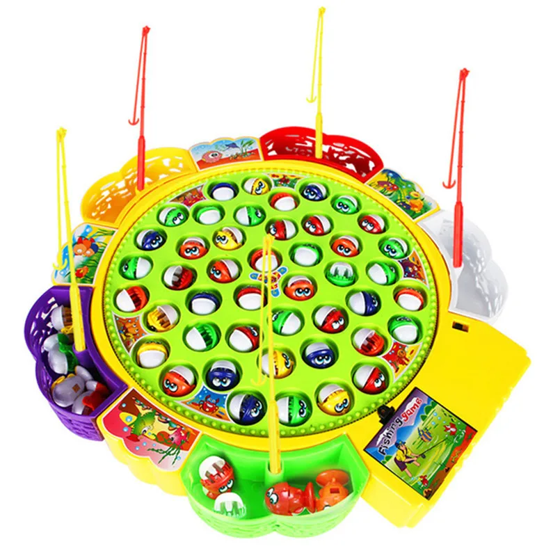 Fishing Game Electric Musical Fishing Toy with 24 Fishes Xmas Gift for Kids 
