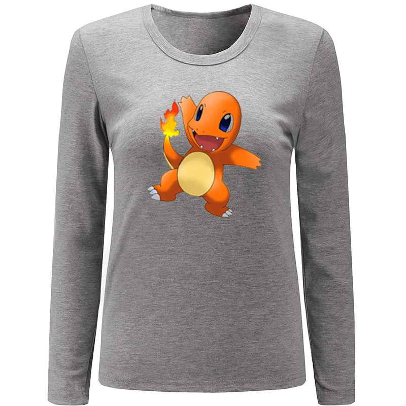 Pokemon Charizard Bulbasaur Пикачу Сквиртл женская футболка с длинным рукавом и принтом графическая футболка хлопковые футболки подарок