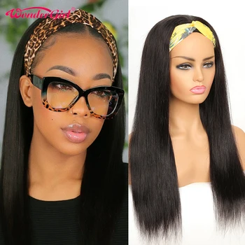

150% Density Silky Straight HeadBand Wigs Brazilian Remy Human Hair Machine Made Wig For Black Women Wonder Girl Hair Wig