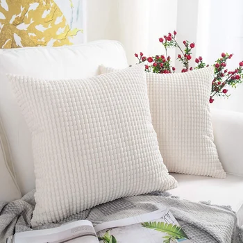 

Pack of 2, Corduroy Soft Solid Christmas Decorative Square Throw Pillow Covers Set Cushion Case for Sofa Bedroom Car 18 X 18 Inc
