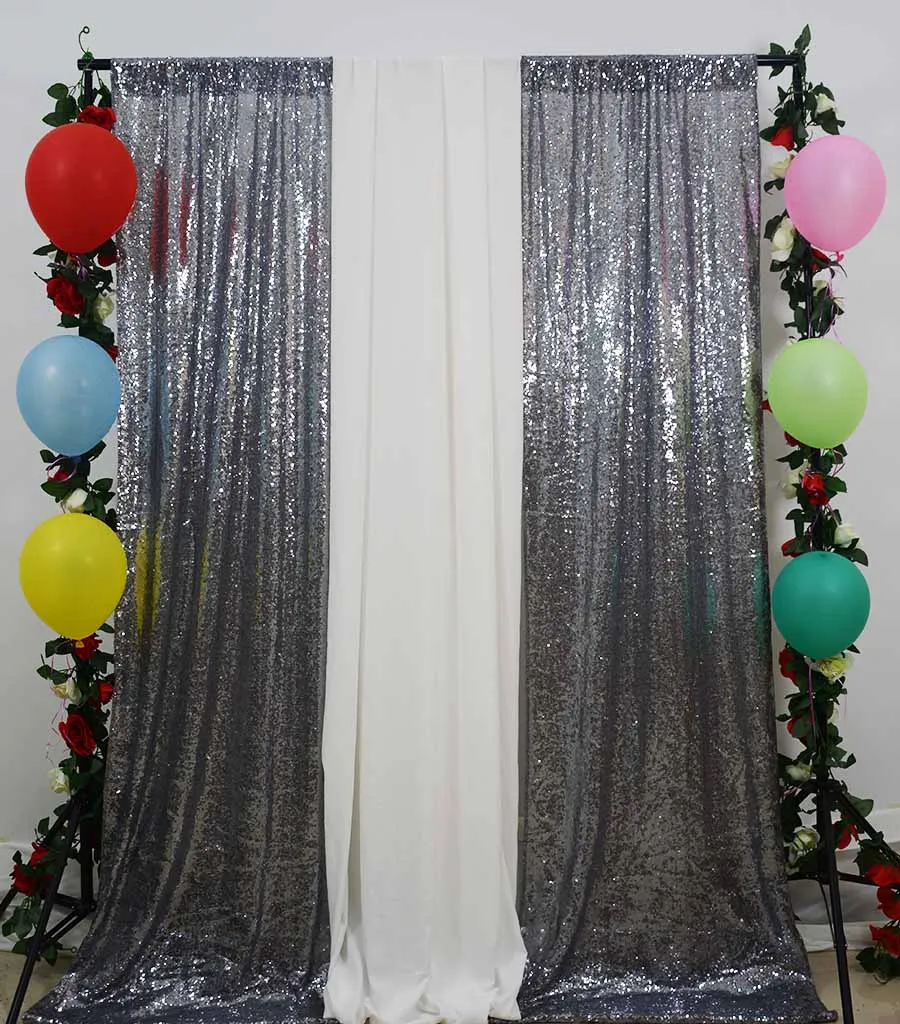 Gunmetal Wedding Stage Background White 24x36 Inch Sequin Backdrop Curtain Sequin Decorations For Wedding-M1005 - Цвет: Gunmetal