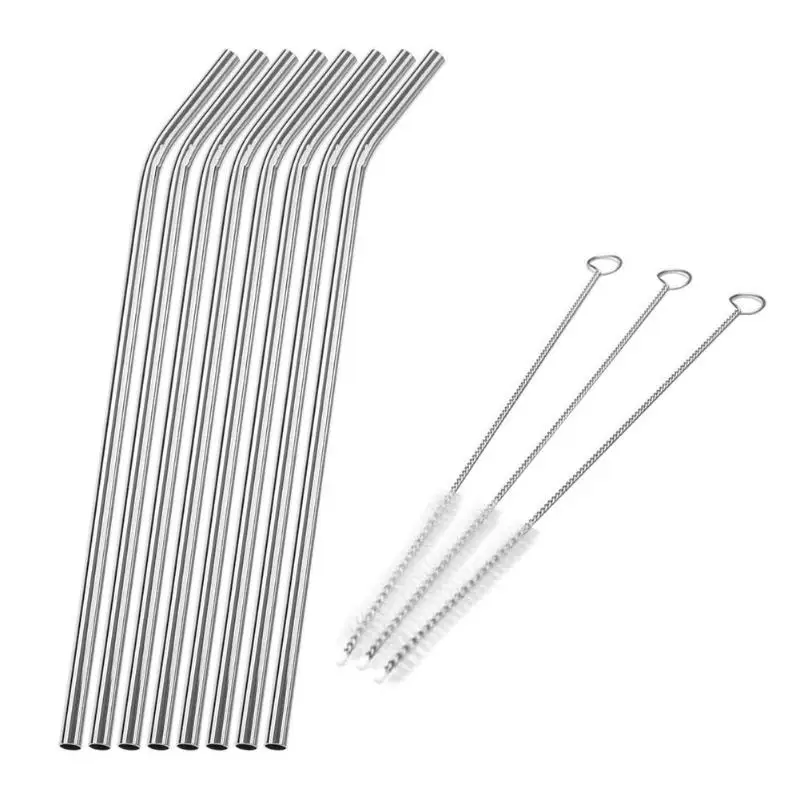 B 8 Straws 3 Brushes 8 шт из нержавеющей стали металлические соломинки с 3 комплект щеток для чистки - Цвет: B 8 Straws 3 Brushes