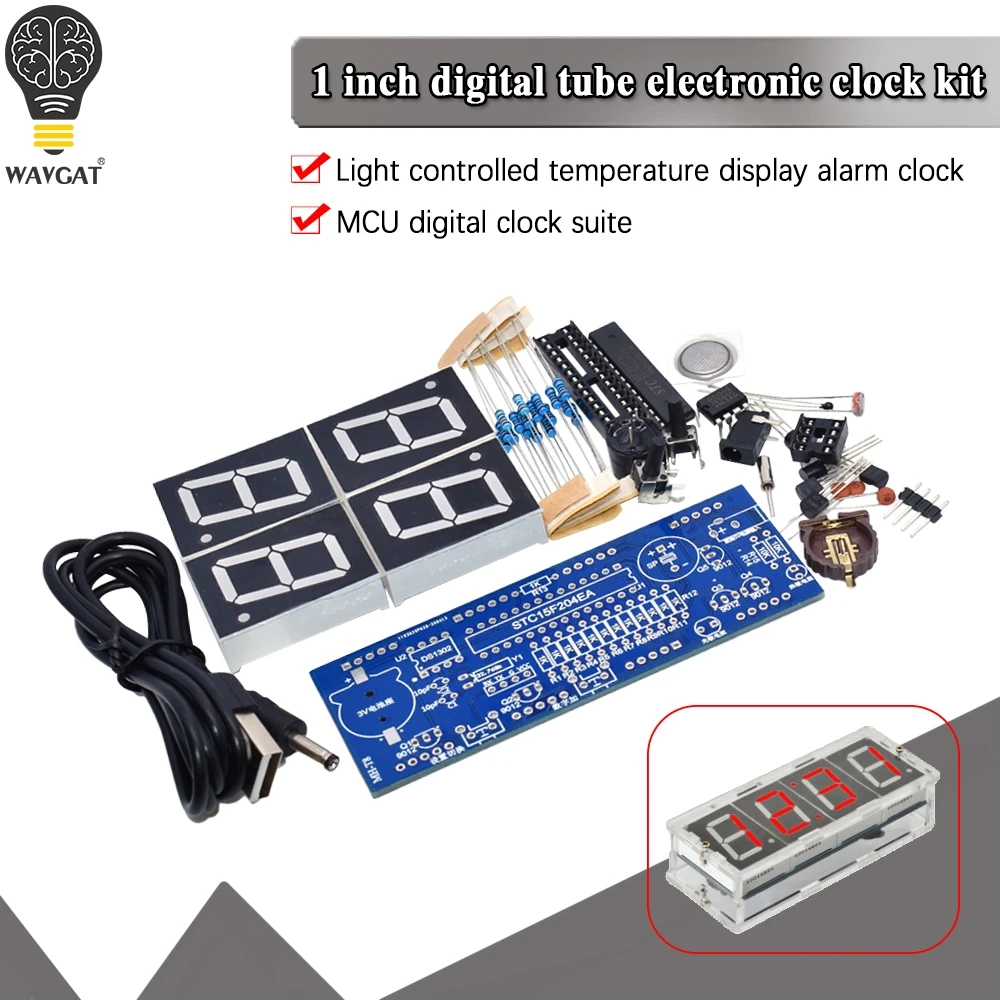 4 биты DIY цифровые часы 1 дюйм электронный микроконтроллер комплект светодиодная
