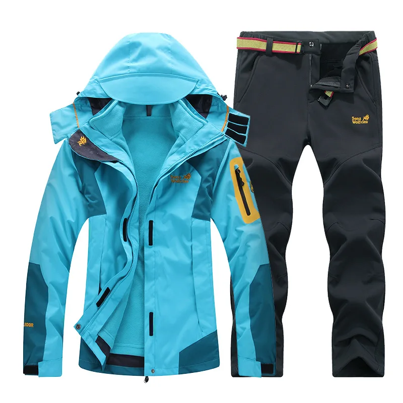 Winter Ski Suit for Men Fleece Warm Windproof Waterproof Skiing Suits Snowboarding Set Male Outdoor Ski jacket+Softshell Pant