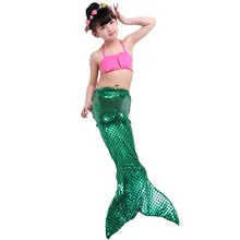 Купальный костюм русалки из 3 предметов для девочек, купальный костюм с хвостом русалки, купальный костюм, комплект бикини, костюм принцессы-Русалочки