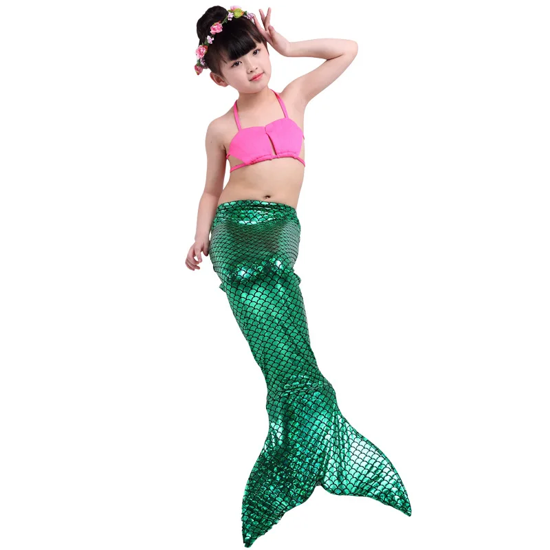 

3 Pcs Girls Mermaid Swimsuit Swimwear Mermaid Tail for Swimming Bathing Suit Bikini Set Mermaid Princess Costume