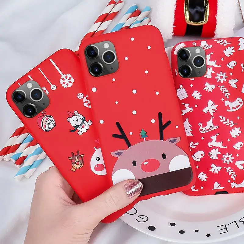 

Festival Christmas Elements Cases For IPhone 11 Pro MAX Fashion Simple Color Painting Anti-fall Cover