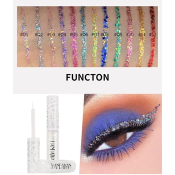 

HANDAIYAN 12Pcs / Lot Glitter Liquid Eyeliner Sequin Shimmer Waterproof Metallic Eye Liners Silver Gold Eye Makeup Cosmetic