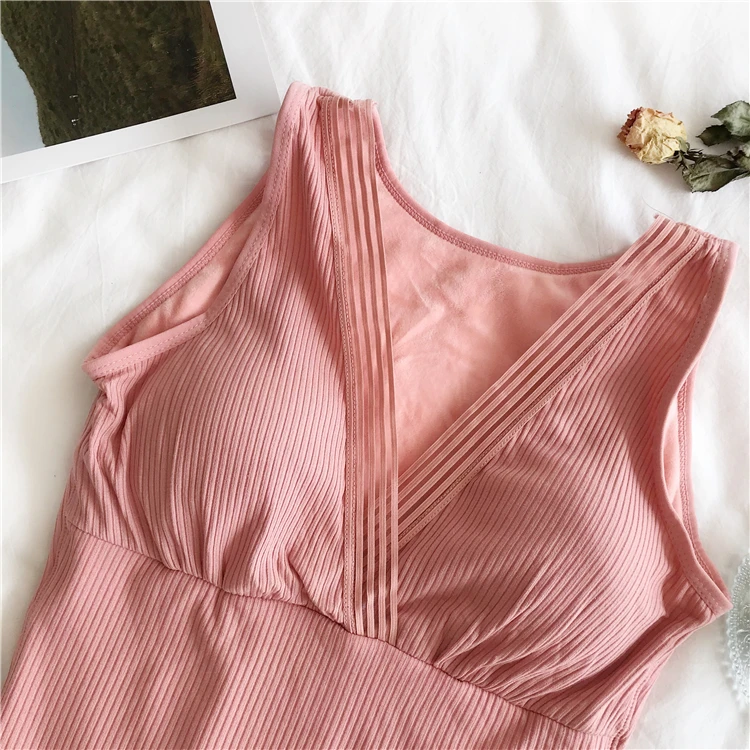 Ff3208 new Korean Plush warm waistcoat suspender for women's slim body solid color thickened base vest spaghetti strap top