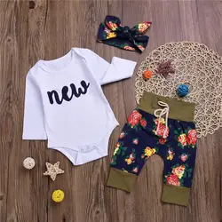 2019 одежда для малышей Одежда для новорожденных девочек с цветочным рисунком летняя одежда для новорожденных девочек из 3 предметов Infantil
