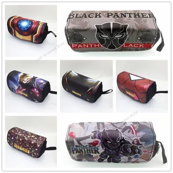

Pencil Case Bag Iron Man Black Panther Marvel Avengers Anime Large Capacity Student Stationery Pens Cases School Supplies