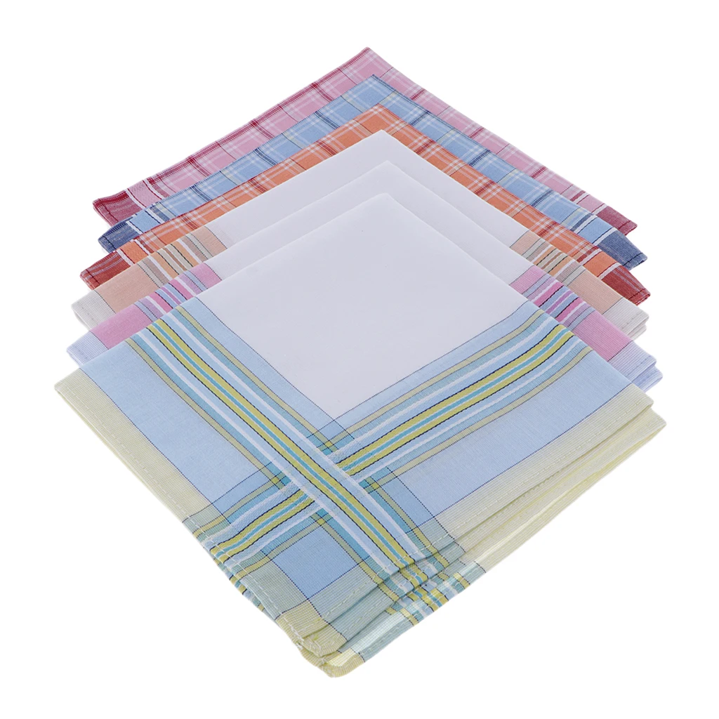 6 шт. классический плед Карманный платок удобные мягкие свадебные мужские носовые платки мальчик хлопок тонкий Винтажный стиль носовой